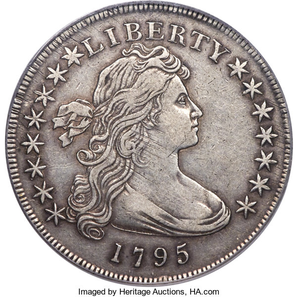 1795 Draped Bust Dollar, XF40 B-14, BB-51, Off Center