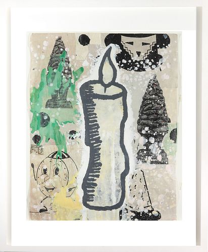 Donald Baechler Candle Mixed Media on Paper