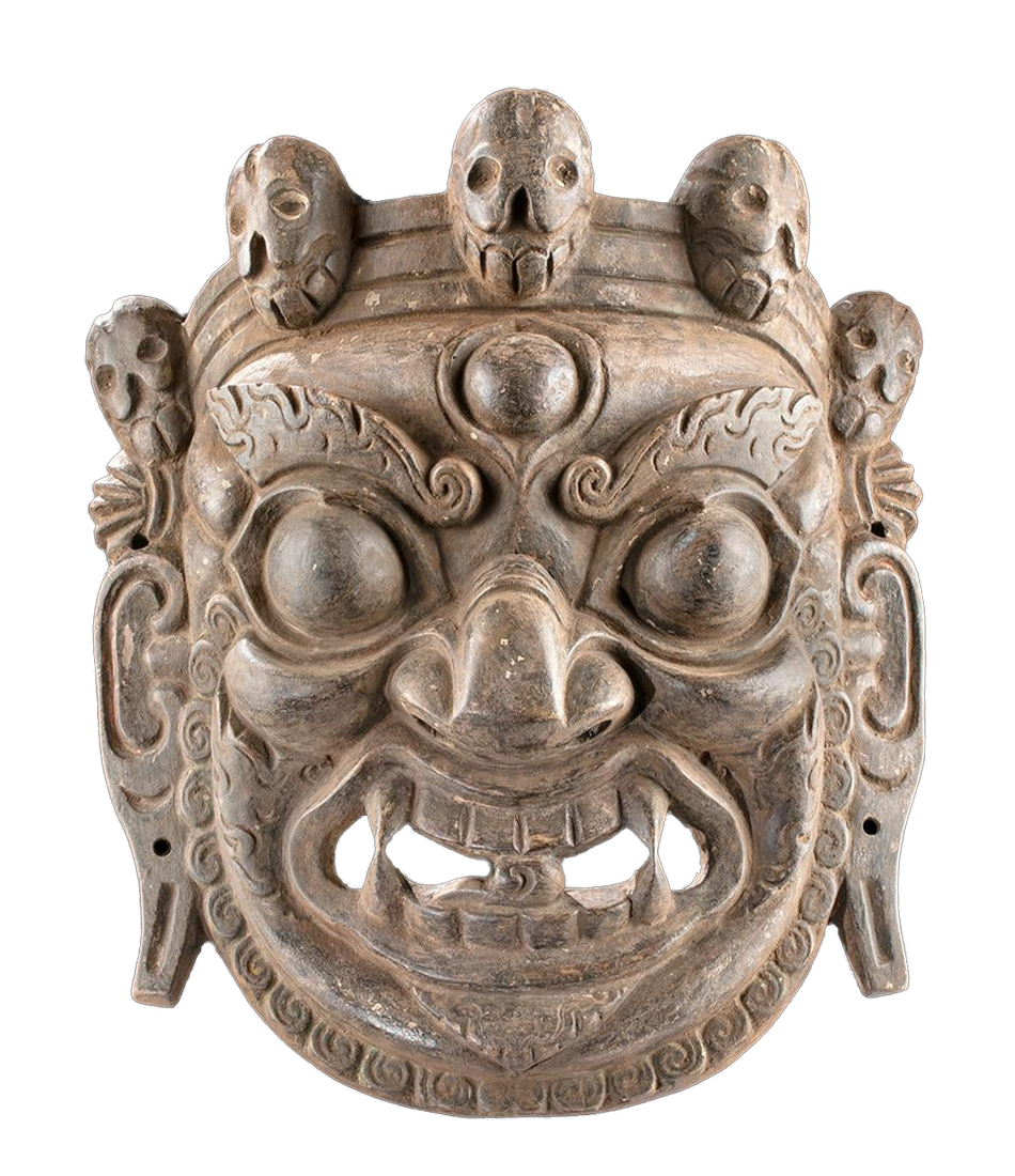 19th C. Tibetan Wood Festival Mask - Mahakala