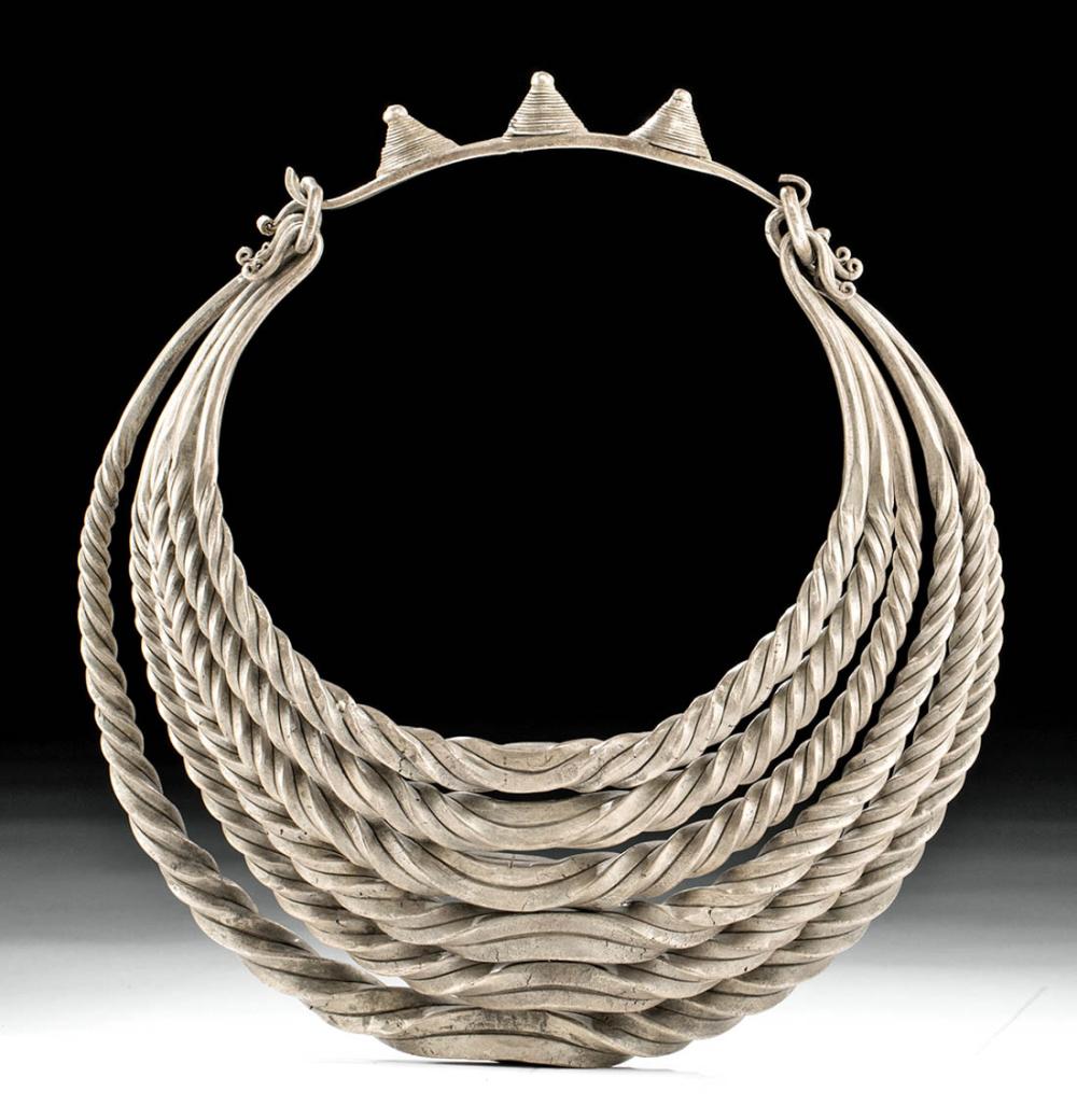Early 20th C. China Miao Silvered Copper Necklace