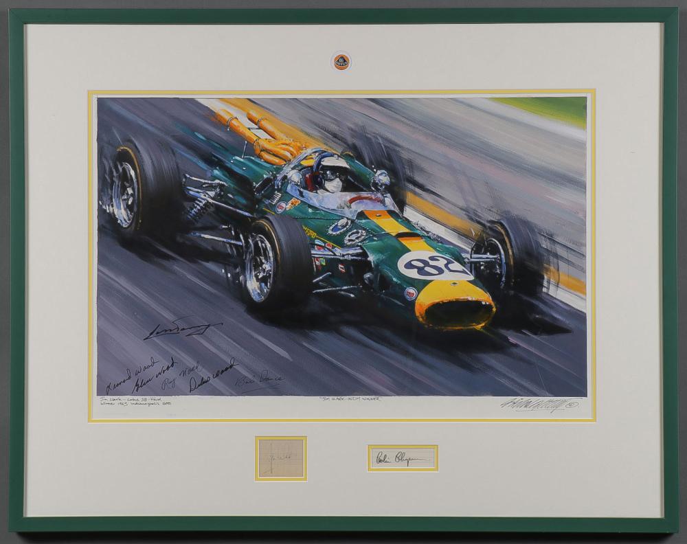 RARE ORIGINAL FORMULA ONE PAINTING WITH SIGNATURES