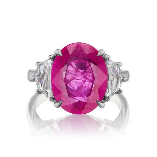 BURMESE RUBY RING WITH DIAMONDS