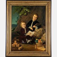 JOHANN MICHAEL ENZING-MULLER, (GERMAN-AMERICAN 1804-1888) - PORTRAIT OF CHILDREN AT PLAY