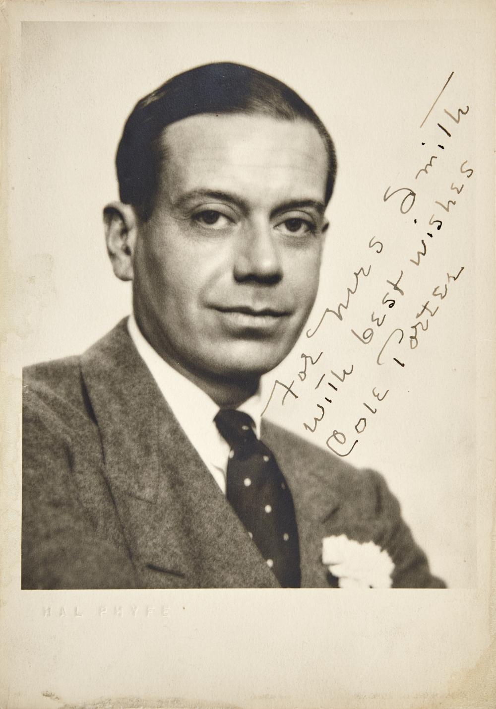PORTER, COLE Inscribed photograph.