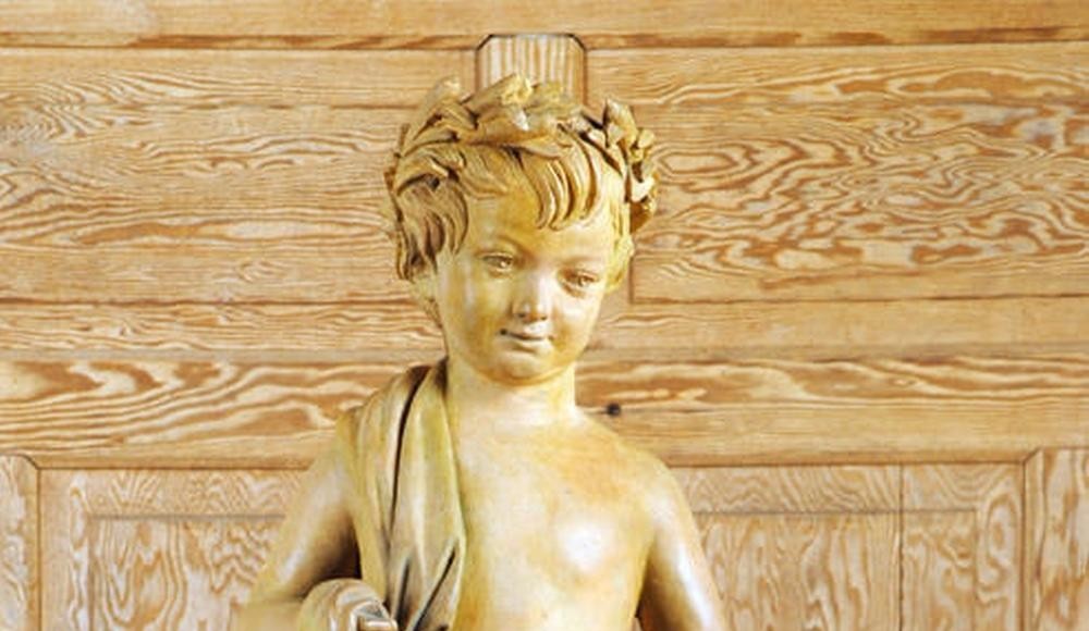 19TH C. TERRACOTTA DRAPED FIGURE GARDEN STATUE