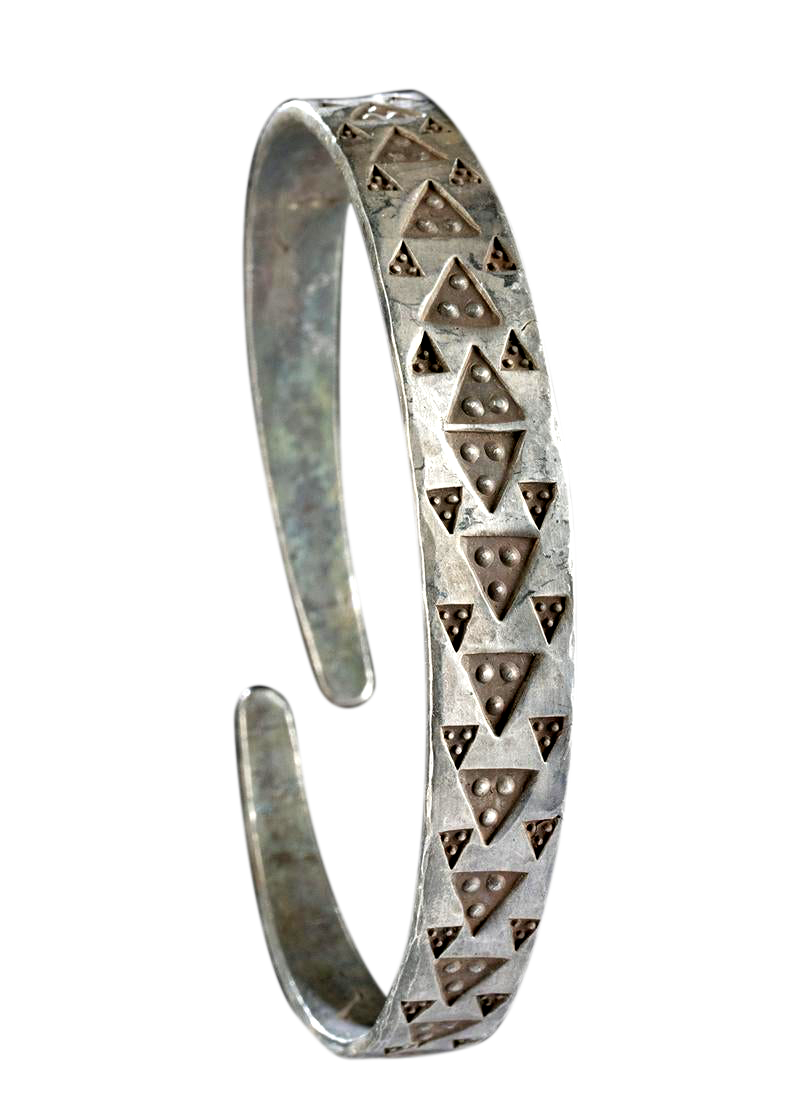 8th C. Viking Silver Bracelet w/ Stamped Motifs