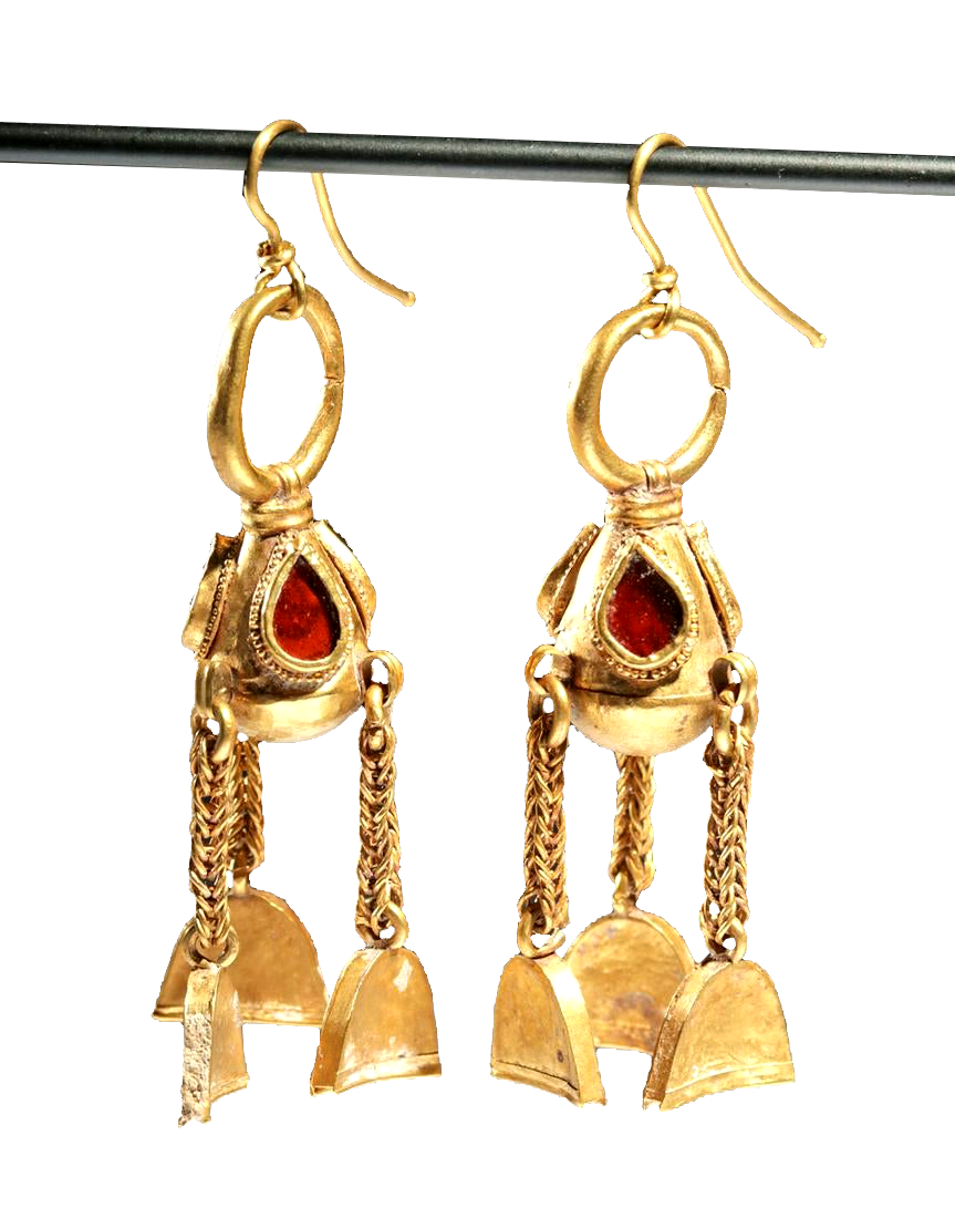 Published Parthian Gold & Carnelian Earrings (pr)