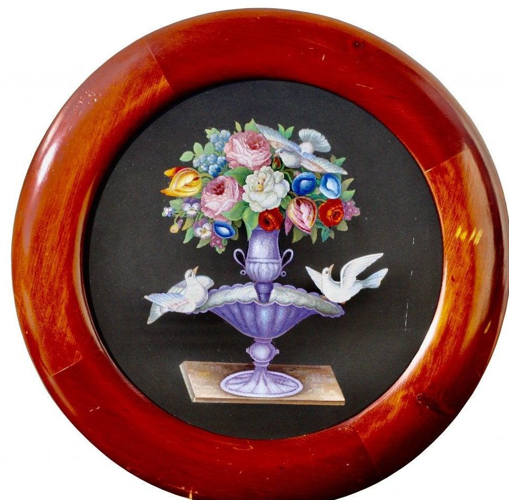 A Large Italian Micromosaic Floral Round Panel