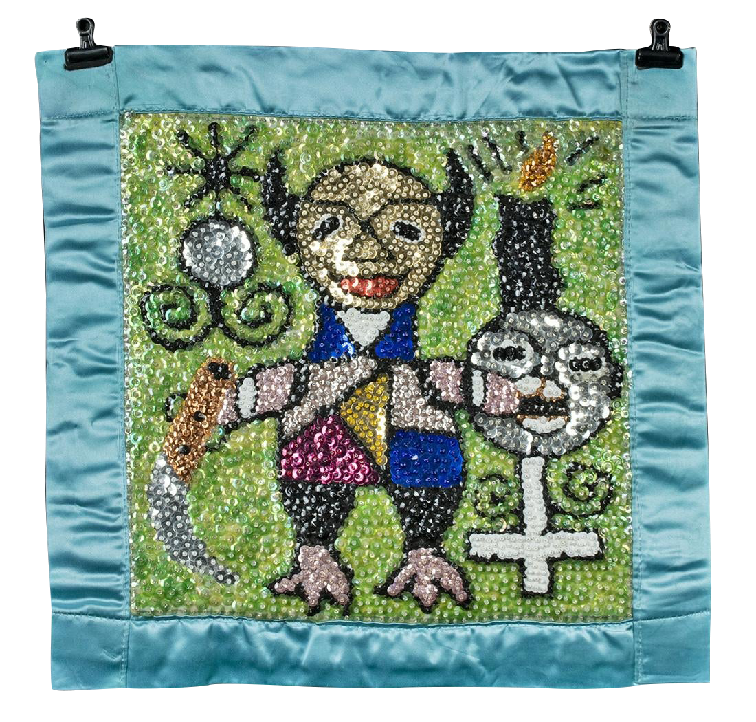 20th C. Haitian Sequined Cloth Vodou Drapeau / Flag