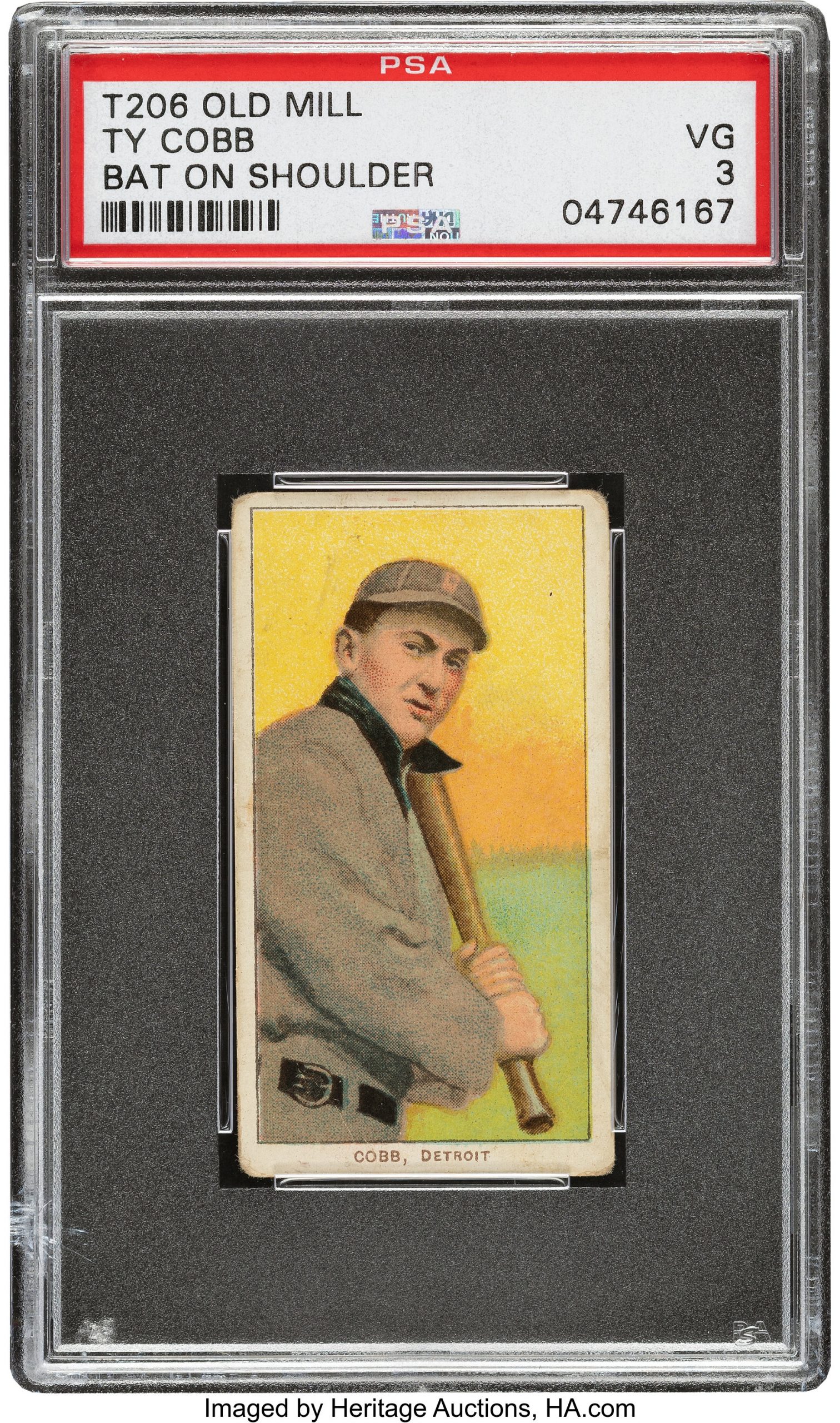 1909-11 T206 Old Mill Ty Cobb (Bat On Shoulder) PSA VG 3 - The Finest of Only Four Graded Examples!