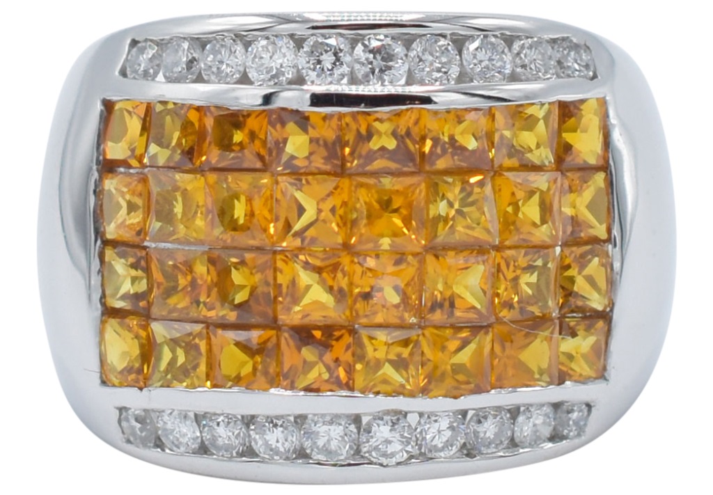 14K White Gold, Sapphire & Diamond Ring