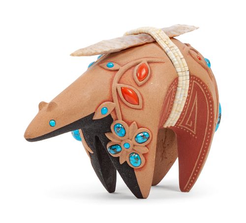 Tony Da (SAN ILDEFONSO, 1940-2008) Redware Pottery Bear