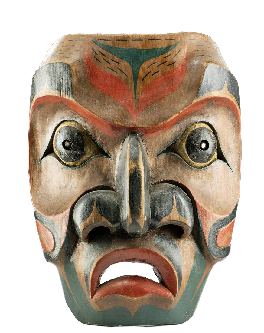 Vintage Salish Wood Mask w/Copper Eyes by Stomish