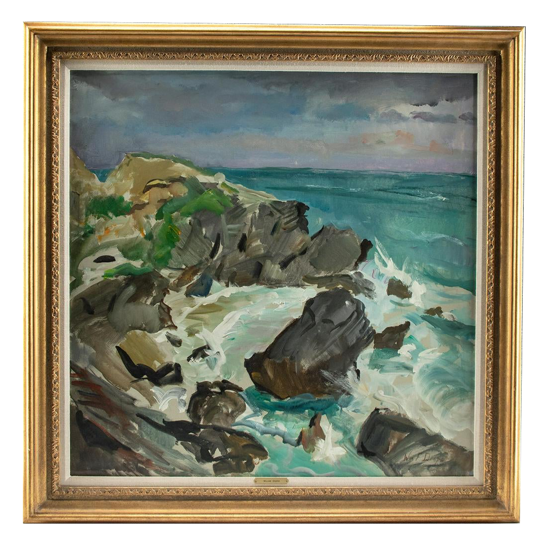 Signed W. Draper Painting - Bermuda Surf, 1968