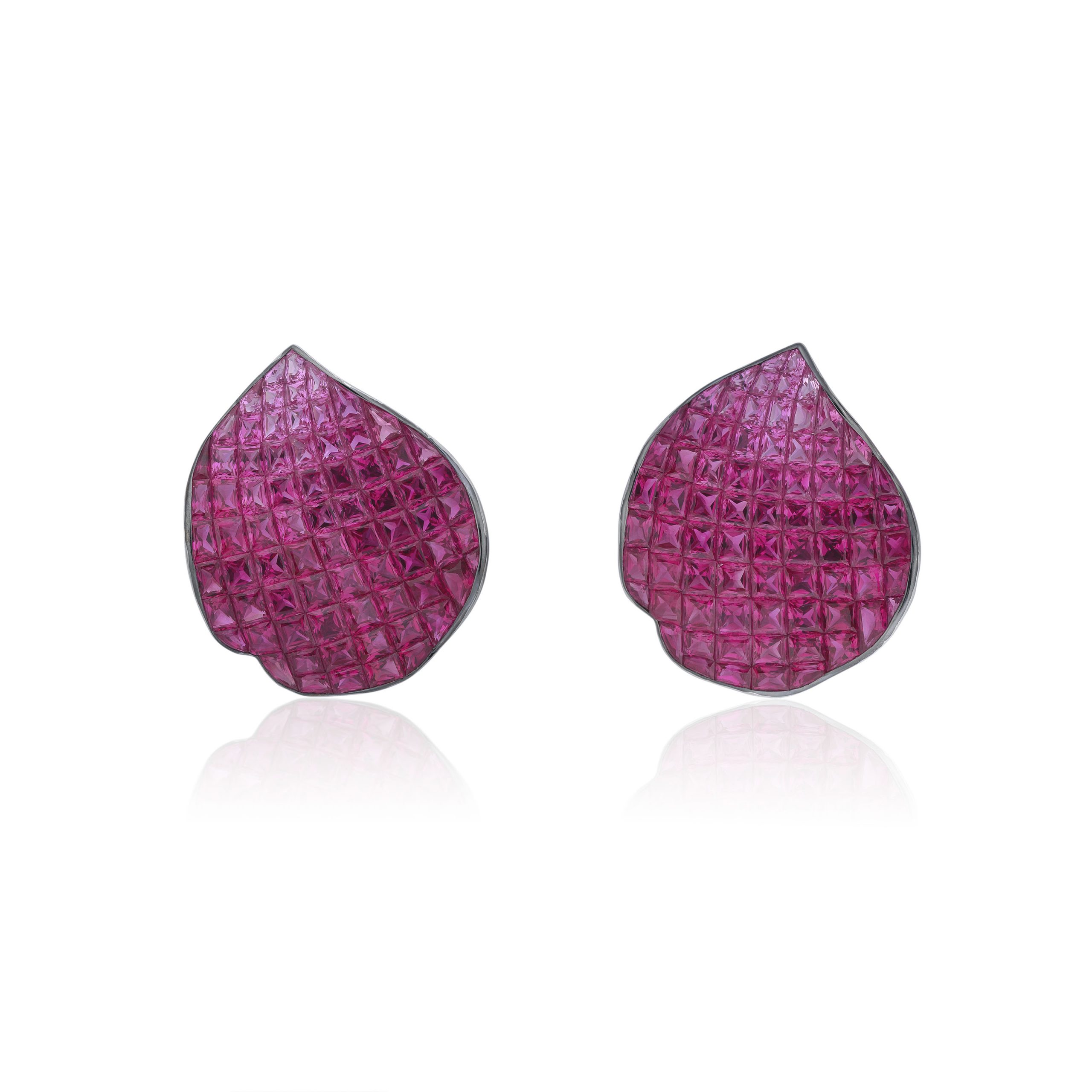 RUBY AND COLOURED SAPPHIRE EAR CLIPS