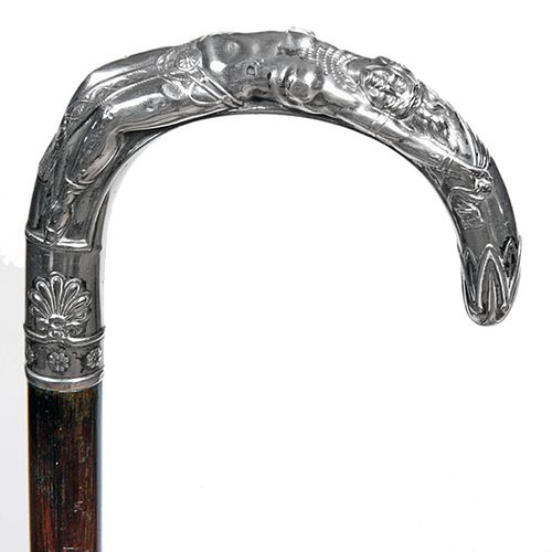 Art Nouveau Silver Topless Gypsy Dancer Cane