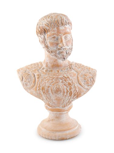A Terracotta Bust of a Roman Emperor Height 23 inches.