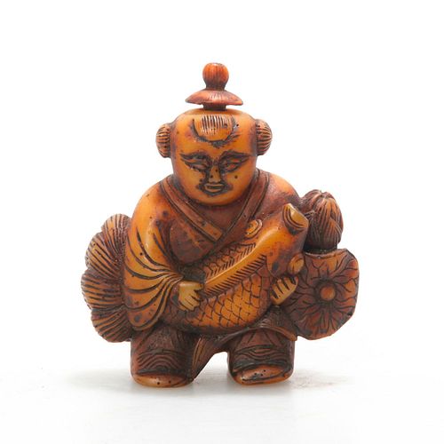 VINTAGE JAPANESE HAND CARVED RESIN FIGURINE STATUE