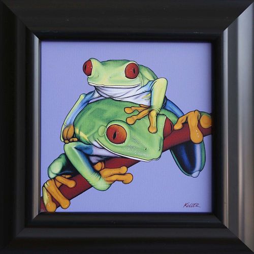 Helmet Koller (Austria-United States b. 1954) Acrylic on Canvas Red Eyed Tree Frogs