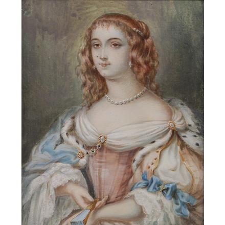 A FRAMED PORTRAIT MINIATURE OF HENRIETTE D'ANGLETERRE