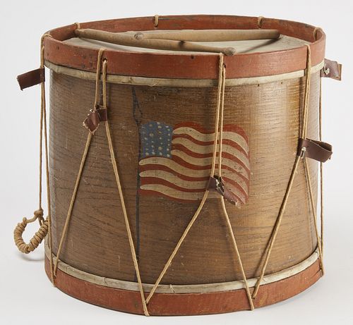 19h Century Flag Drum w-Drum Sticks