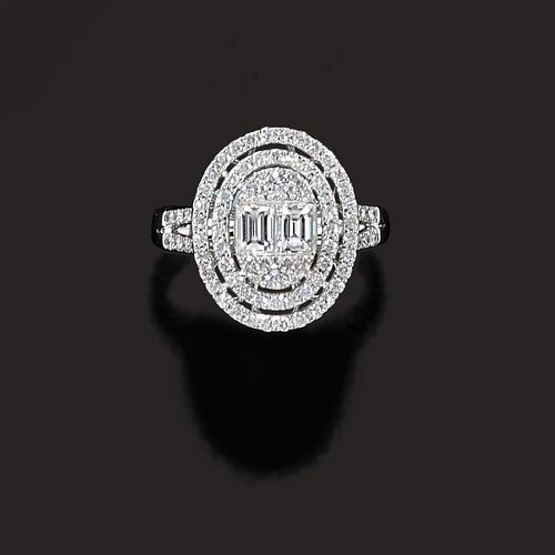 A 18K white gold and diamond ring