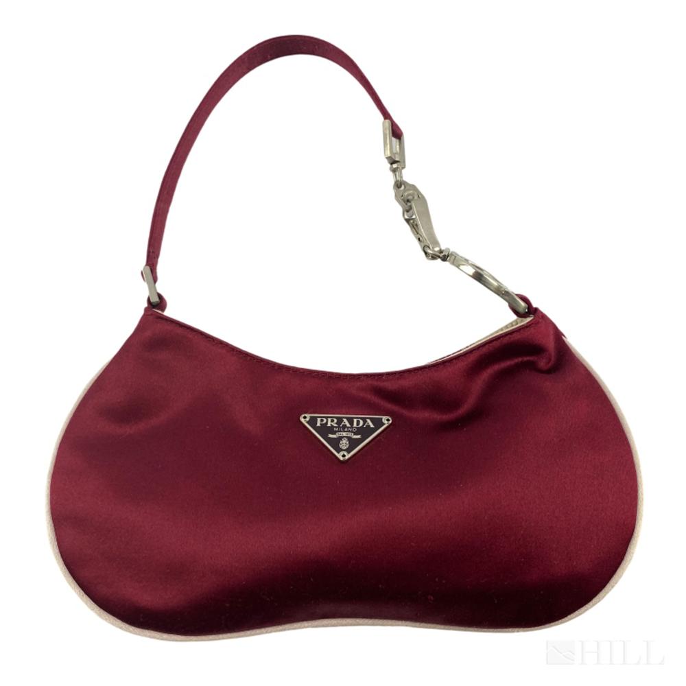 Prada Mini Maroon Silk Vintage Evening Bag Purse
