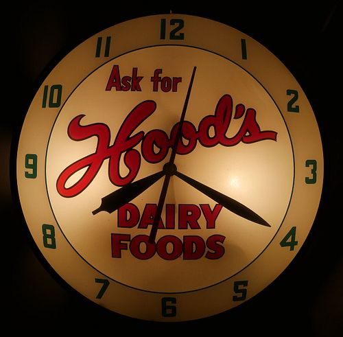 Rare Double Bubble Hood's Dairy Clock