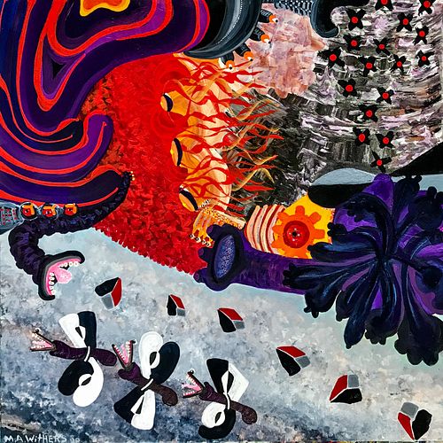 Margaret Ann Withers, Falling Through a Trapdoor While Eating Barbeque in Dime Box Texas, 2020, Mixed Media