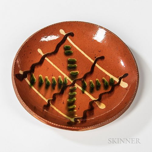 Slip-decorated Glazed Redware Plate