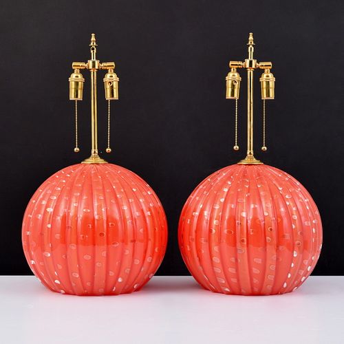 Pair of Large Murano Lamps, Manner of Alberto Dona