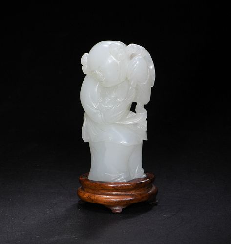 Chinese White Jade Toggle of Child, 18th Century