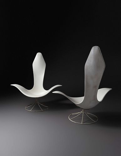 Erwin and Estelle Laverne (American, 1909-2002 - American, 1915-1997) Pair of Tulip Lounge Chairs, Model 120 LFLaverne International, USA