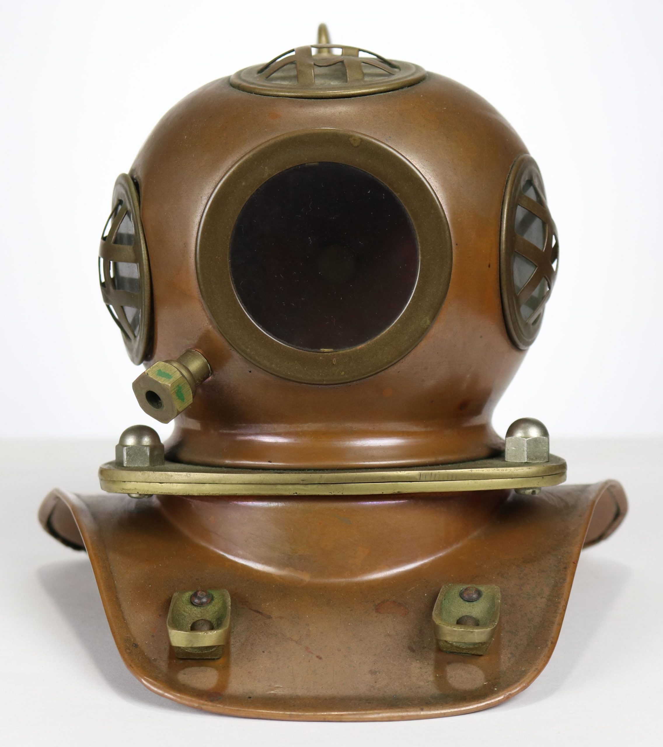 Small Copper & Brass Diving Helmet Display