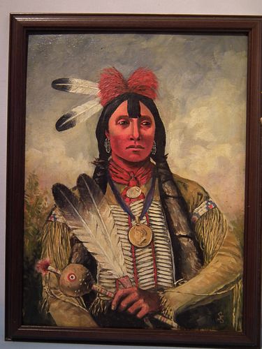 INDIAN OIL PORTRAIT KIOWA CHIEF