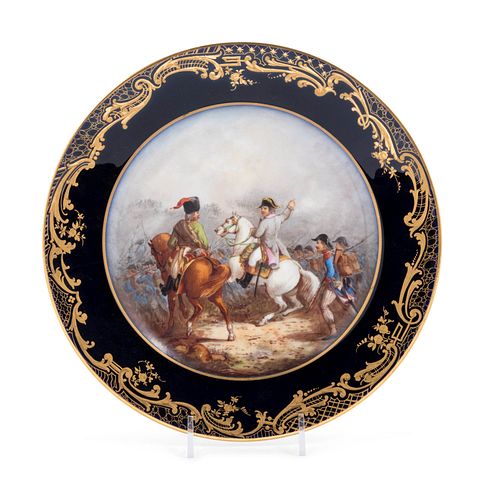 A Sevres Painted and Parcel Gilt Napoleonic Porcelain Cabinet Plate