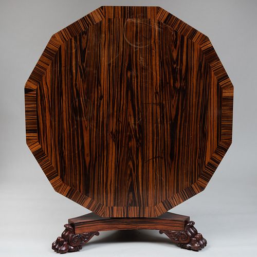 William IV Zebrawood and Parcel-Gilt Dodecagon Center Table