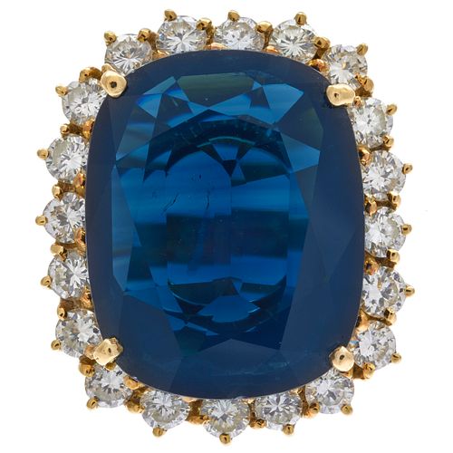 Sapphire, Diamond, 18k Yellow Gold Ring