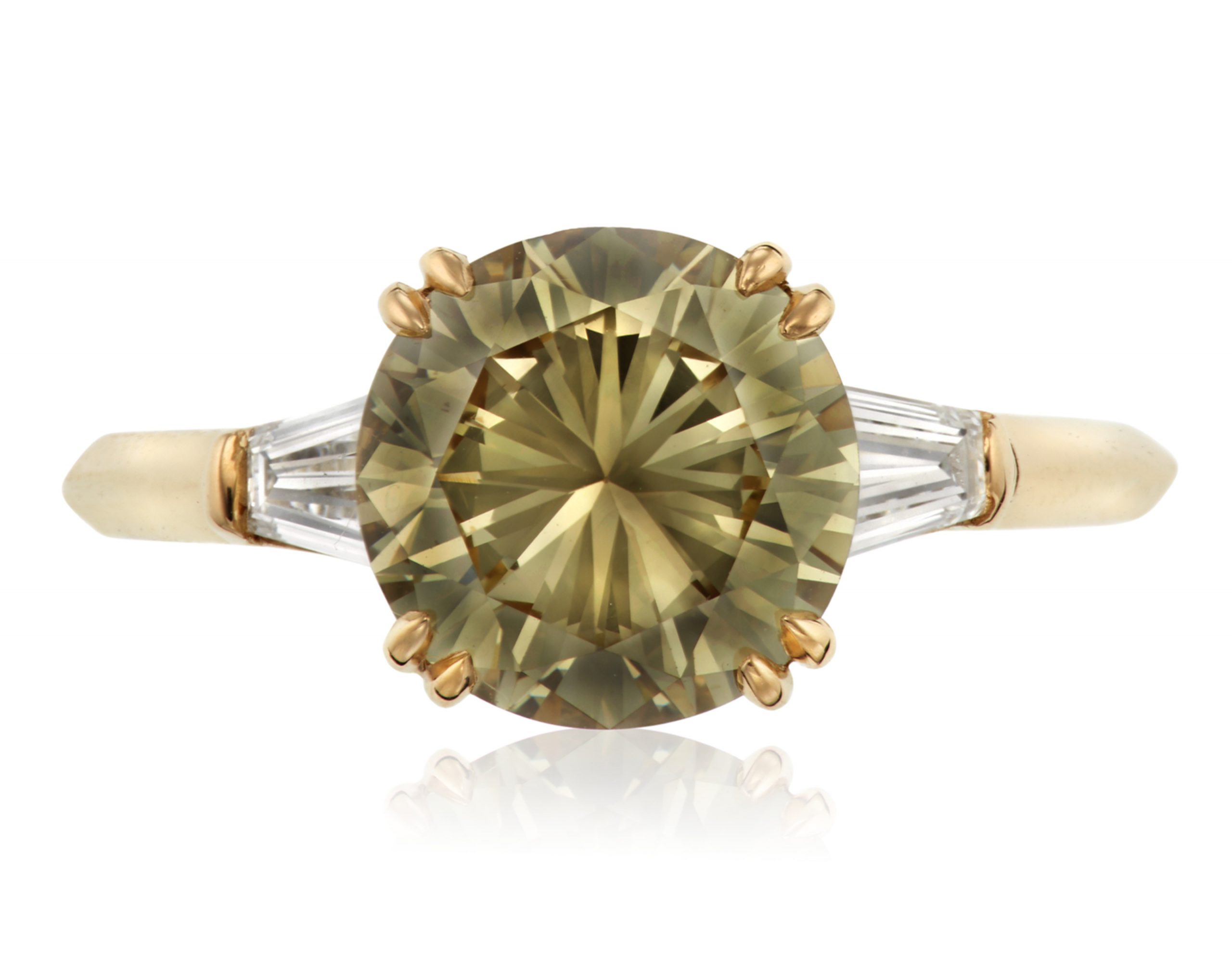 FANCY BROWNISH GREENISH YELLOW DIAMOND RING OF 2.46 CARATS WITH GIA REPORT