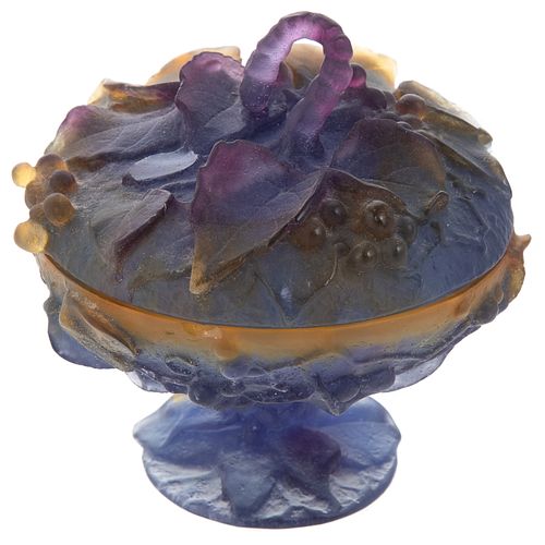 Daum France Pate De Verre Covered Compote