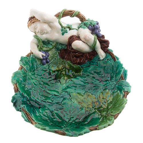 Minton Majolica Figural Grape Dish