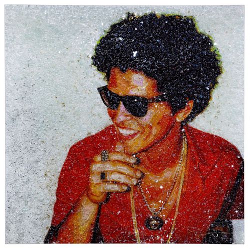 (Attributed to) Tiffanie Anderson (American, b.1988) Bruno Mars Mixed Media on Canvas
