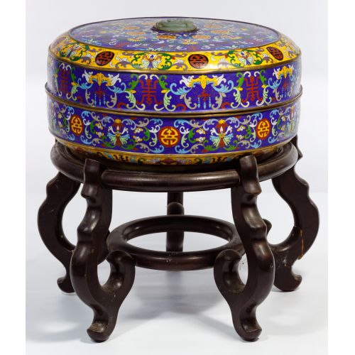 ASIAN CLOISONNE BOX AND STAND