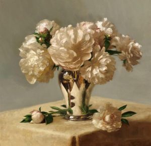 Sarah Lamb solo exhibition featuring dramatic still lifes