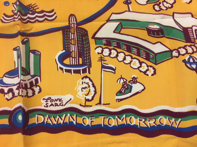 2 N.Y. 1939 WORLD'S FAIR DECORATIVE SILK HEAD SCARFS