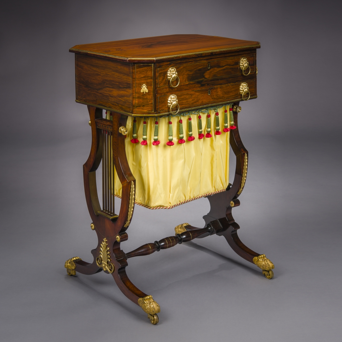 Neo-Classical Work Table with Lyre Ends, about 1815 Attributed to Thomas Seymour (1771–1848)
