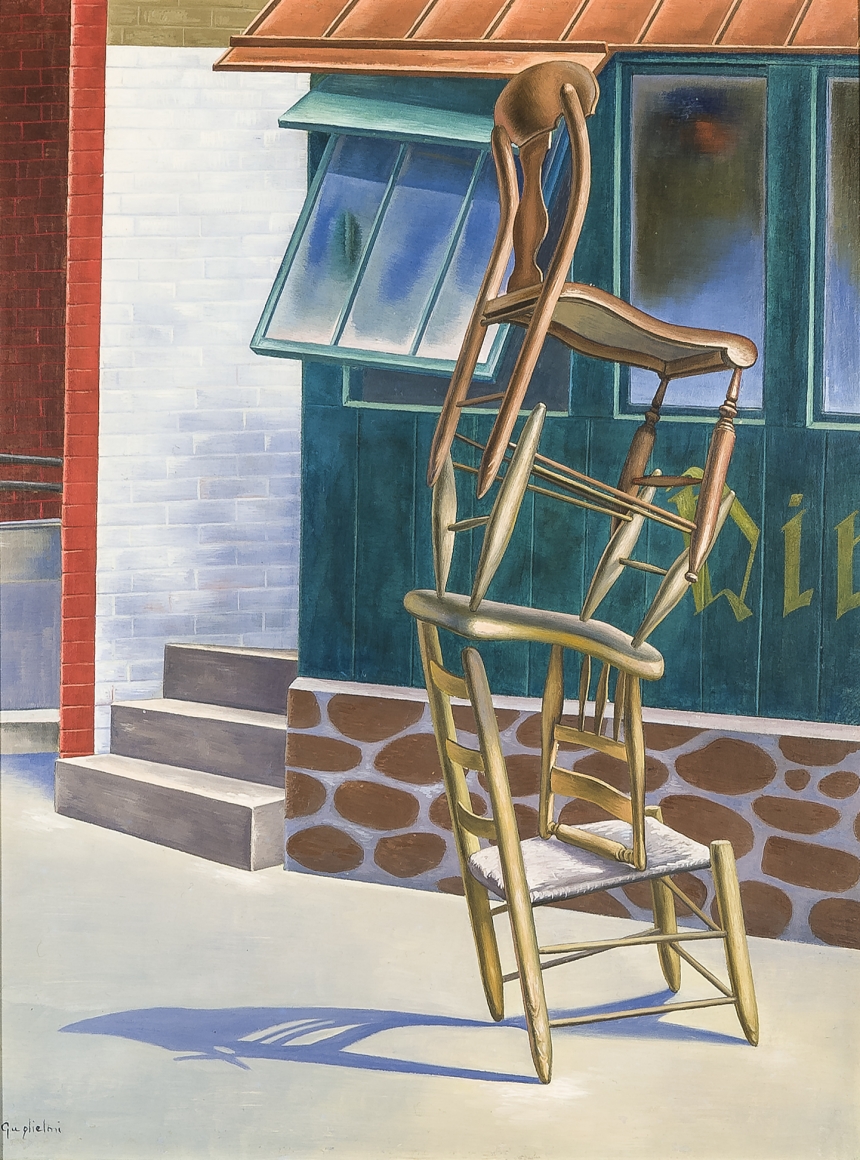 O. Louis Guglielmi (1906–1956) Tumblers, 1942 Oil on composition board, 10 x 8 in.