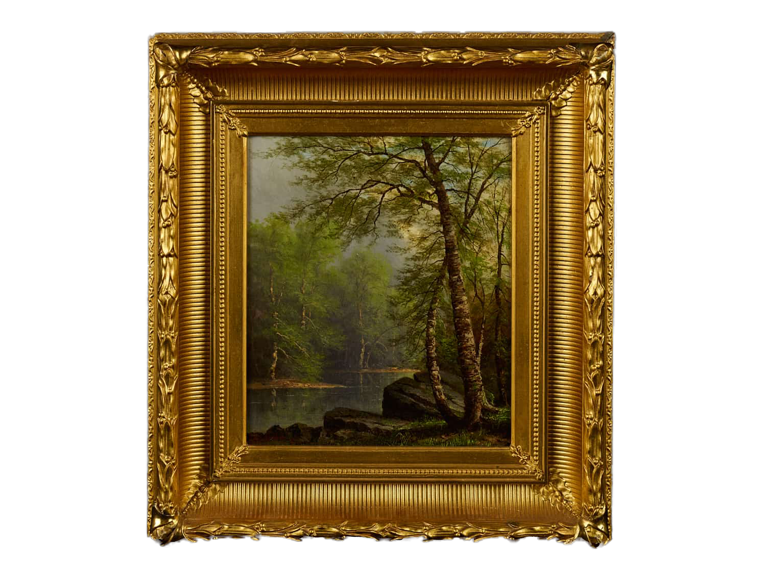 Birch Trees Along the River by Carl Brenner (1838-1888)