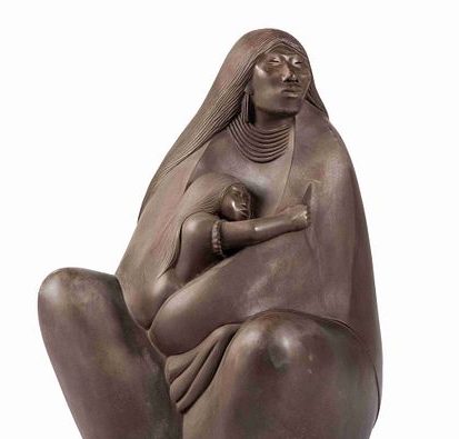 Allan Houser (Chiricahua Apache, 1914-1994) Lot is located and will ship from Cincinnati, Ohio.Earth Mother, 4-6, 1986