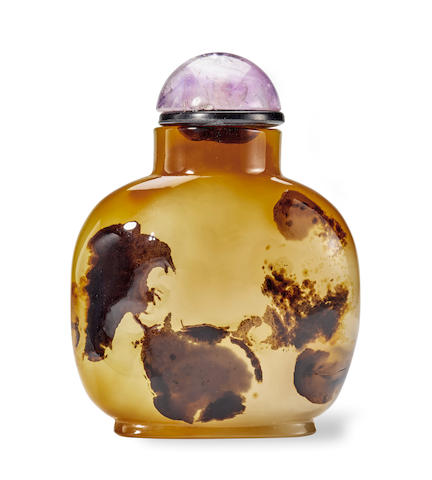 A SHADOW AGATE SNUFF BOTTLE